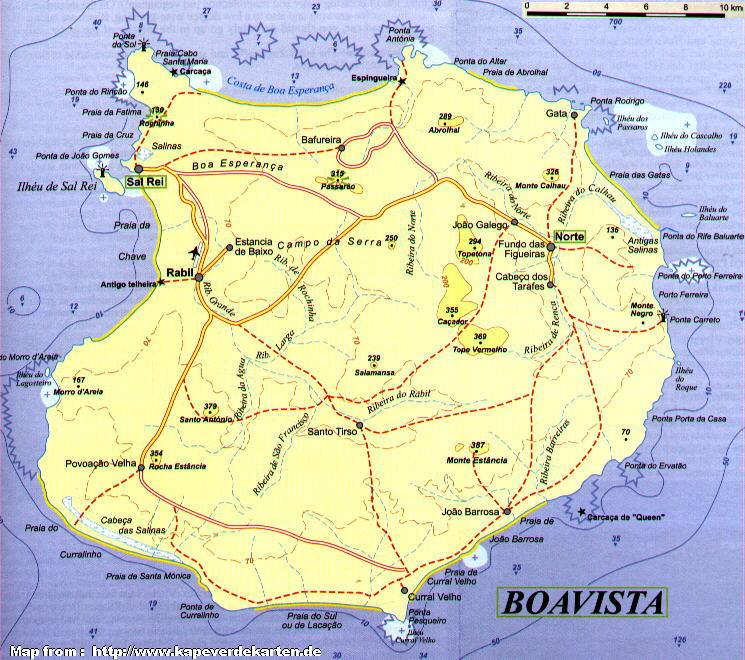 Map Boa Vista Island Cape Verde