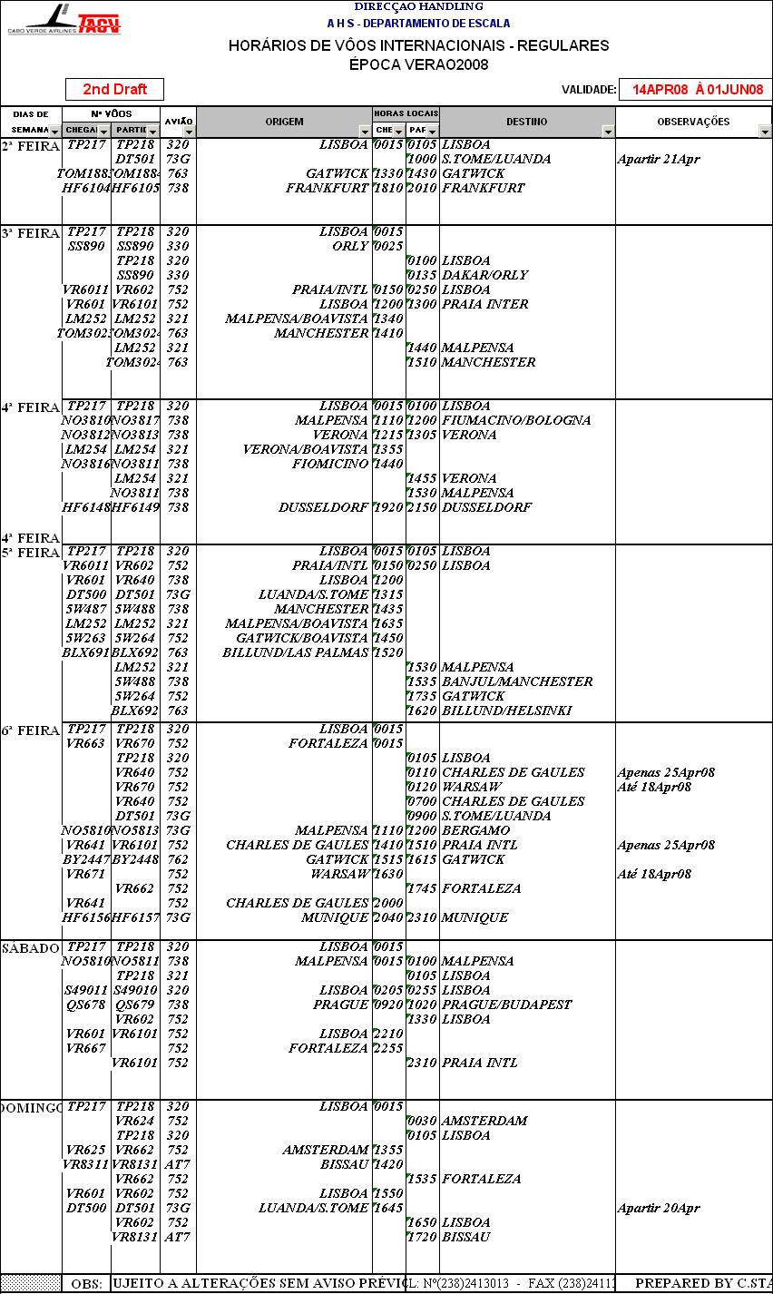 tacv TIMETABLE
